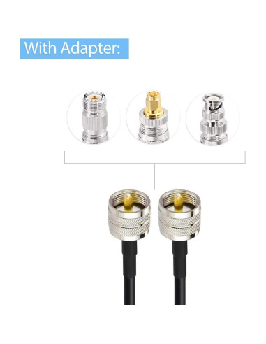 Cable Coaxial RG58 1m Superbat con Adaptadores UHF/SMA/BNC