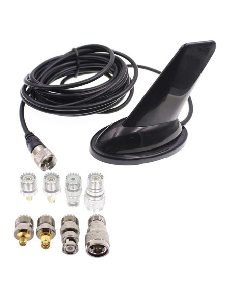 Antena Doble Banda Anysecu Estilo Aleta 136-470MHz con Adaptadores Antena Doble Banda Anysecu Estilo Aleta 136-470MHz con Adaptadores