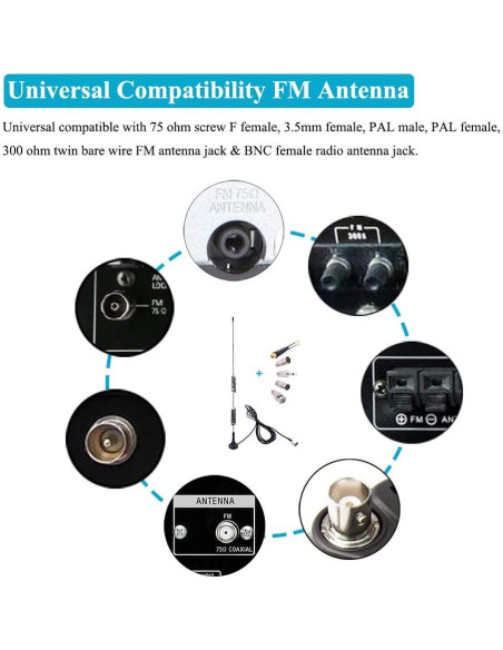 Antena FM Universal Fancasee Magnética 75 Ohm con Conectores Antena FM Universal Fancasee Magnética 75 Ohm con Conectores