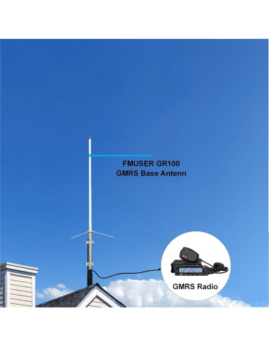 Antena Base GMRS FMUSER GR300 7.5 dBi Fibra de Vidrio