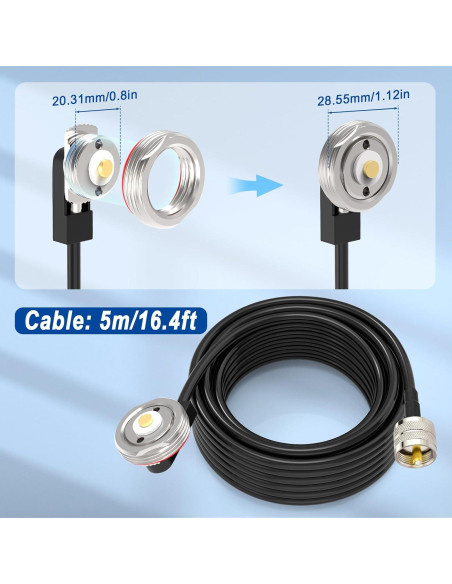 Cable Coaxial NMO a PL259 UHF 5 Metros Eightwood RG58 Cable Coaxial NMO a PL259 UHF 5 Metros Eightwood RG58