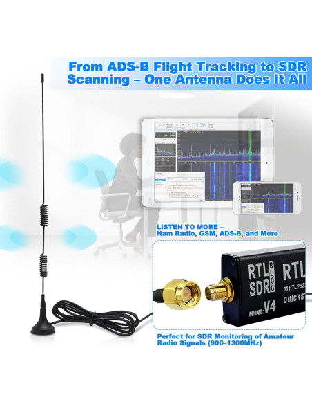 Antena 6dBi Kaunosta 1090MHz SMA Macho 1.5M Base Magnética Antena 6dBi Kaunosta 1090MHz SMA Macho 1.5M Base Magnética