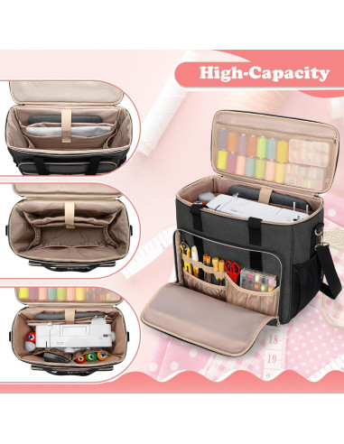 Funda para Máquina de Coser LUXJA Negra con Múltiples Bolsillos