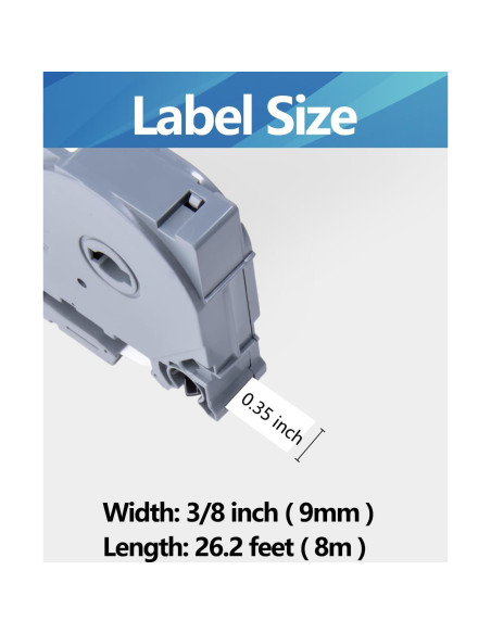 Cinta de Etiquetadora Weemay TZe-221 9mm Laminada Negra Blanca Cinta de Etiquetadora Weemay TZe-221 9mm Laminada Negra Blanca