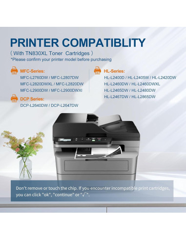 Cartucho de Tóner Compatible Brother TN830XL - 2 Negro