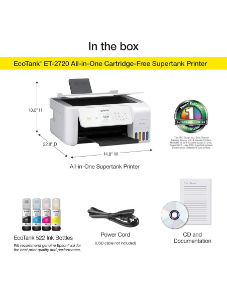 Impresora Multifuncional Epson EcoTank ET-2720 Inalámbrica Blanca Impresora Multifuncional Epson EcoTank ET-2720 Inalámbrica Blanca