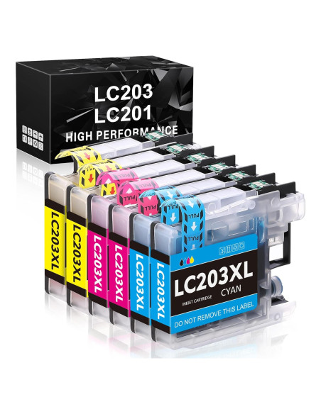 Cartucho de tinta compatible Brother LC203XL - 2 Cian, 2 Magenta, 2 Amarillo Cartucho de tinta compatible Brother LC203XL - 2 Cian, 2 Magenta, 2 Amarillo
