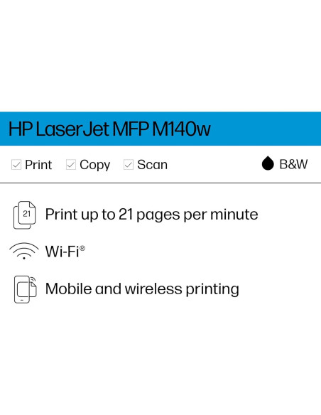 Impresora Multifuncional Láser HP LaserJet MFP M140w - Inalámbrica, Escanea y Copia Impresora Multifuncional Láser HP LaserJet MFP M140w - Inalámbrica, Escanea y Copia