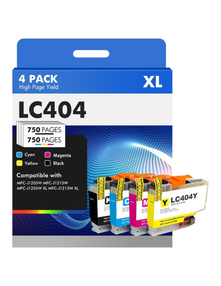 Cartuchos de Tinta Brother LC404XL - Paquete de 4 Negro, Cian, Magenta, Amarillo Cartuchos de Tinta Brother LC404XL - Paquete de 4 Negro, Cian, Magenta, Amarillo