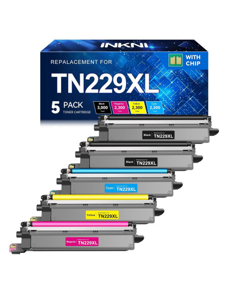 Cartuchos de Tóner InkNI TN229XL 5 Pack para Brother Cartuchos de Tóner InkNI TN229XL 5 Pack para Brother