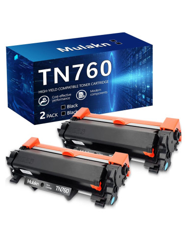 Cartuchos de Tóner Mulakn TN760 para Brother - 2PK Alto Rendimiento