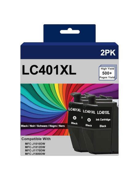 Cartuchos de tinta negra compatibles Brother LC401XL - 2 unidades Cartuchos de tinta negra compatibles Brother LC401XL - 2 unidades