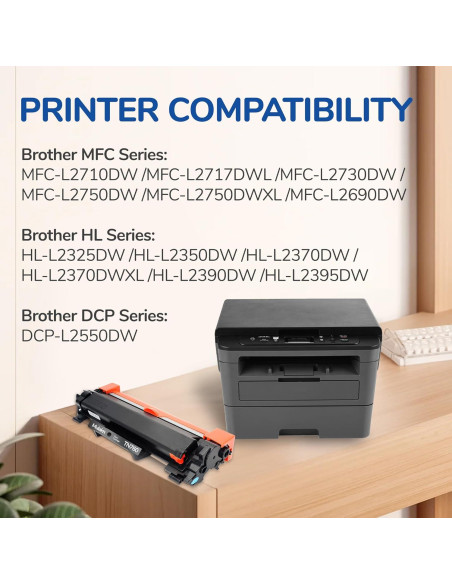 Cartuchos de Tóner Mulakn TN760 para Brother - 2PK Alto Rendimiento Cartuchos de Tóner Mulakn TN760 para Brother - 2PK Alto Rendimiento