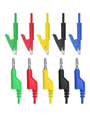 Cables de Prueba Sumnacon Banana a Clip Cocodrilo 1M 5PCS
