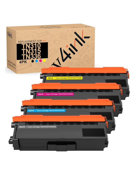 Tóner Compatible v4ink TN310 TN315 TN336 para Brother - 4 Paquetes Tóner Compatible v4ink TN310 TN315 TN336 para Brother - 4 Paquetes