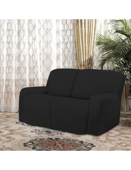 Funda de Sofá Recliner Easy-Going 6 Piezas Microfibra Negra Funda de Sofá Recliner Easy-Going 6 Piezas Microfibra Negra