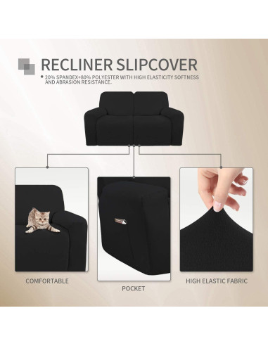 Funda de Sofá Recliner Easy-Going 6 Piezas Microfibra Negra