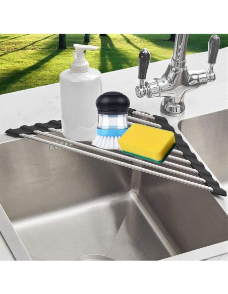 Escurridor de Platos Plegable SHUYUE Acero Inoxidable Negro Escurridor de Platos Plegable SHUYUE Acero Inoxidable Negro