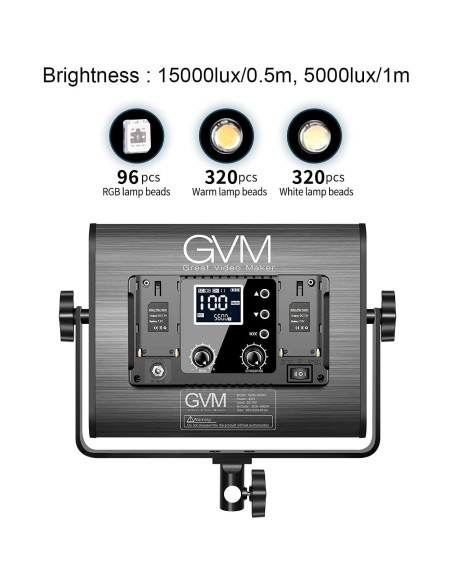Kit de Iluminación LED RGB GVM 1000D con Control APP - 3 Piezas Kit de Iluminación LED RGB GVM 1000D con Control APP - 3 Piezas