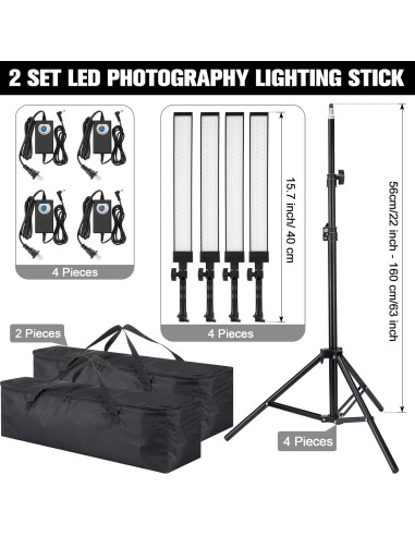 Kit de Iluminación LED Xuhal para Fotografía 4 Piezas 5500K