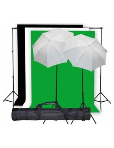 Kit de iluminación de estudio fotográfico StudioFX K01 con 3 fondos