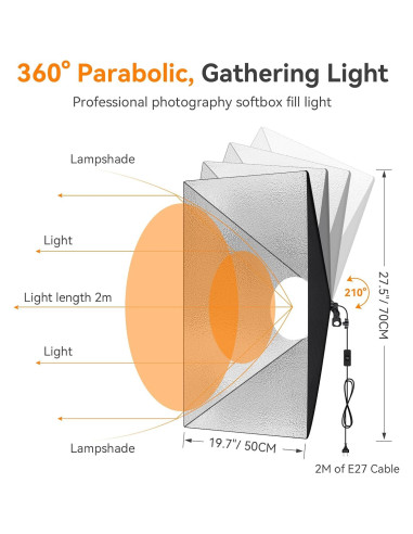 Kit de Iluminación Softbox Camnoon 3 Luces LED 85W Bi-Color