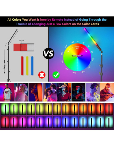 Paquete de 2 Varas de Luz LED RGB uyled con Trípode y Control Remoto