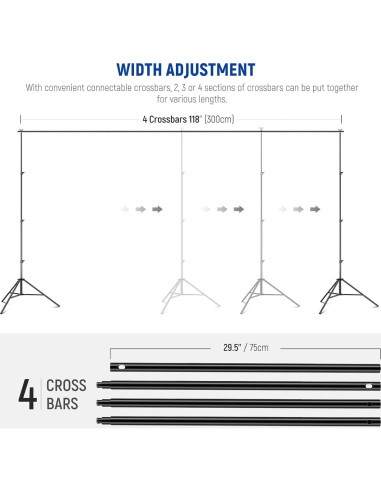 Soporte de Fondo Ajustable NEEWER 2.6m x 3m Kit Completo