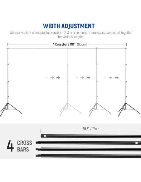 Soporte de Fondo Ajustable NEEWER 2.6m x 3m Kit Completo Soporte de Fondo Ajustable NEEWER 2.6m x 3m Kit Completo