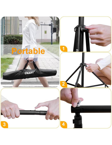 Kit de Soporte para Fondo de Fotografía EMART 2.74x3.05m Ajustable