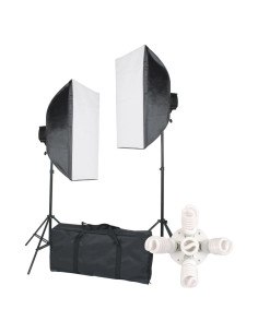 Kit de Iluminación Softbox StudioFX 2000W - 2 Soportes y 10 Bombillas