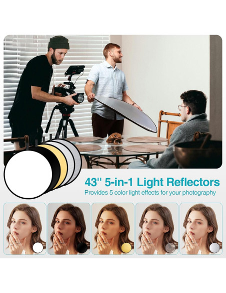 Kit de Iluminación Fotográfica EMART con Soporte 7x3m y Fondos Kit de Iluminación Fotográfica EMART con Soporte 7x3m y Fondos