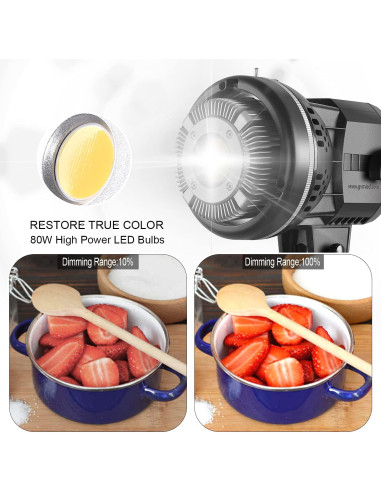 Luz de Video LED GVM 80W con Paraguas Suave 5600K CRI97+