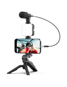 Kit de Vlogging eDealz Pro Grip con Luz LED y Micrófono