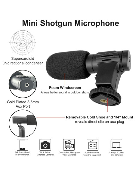 Kit de Vlogging eDealz Pro Grip con Luz LED y Micrófono Kit de Vlogging eDealz Pro Grip con Luz LED y Micrófono