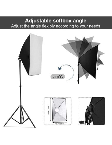 Kit de Iluminación Softbox YUOCU 50x70cm con Bombillas LED 85W
