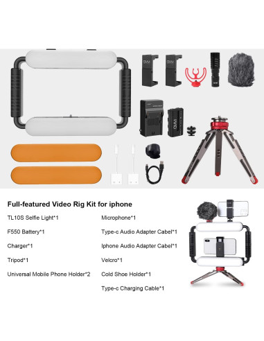 Kit de Luz de Video GVM con Estabilizador y Micrófono
