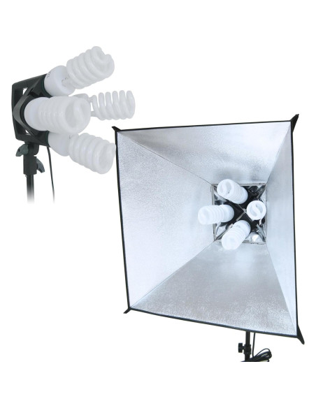 Kit de Iluminación Fotográfica LINCO 2400W con Fondo Verde 3x6m Kit de Iluminación Fotográfica LINCO 2400W con Fondo Verde 3x6m
