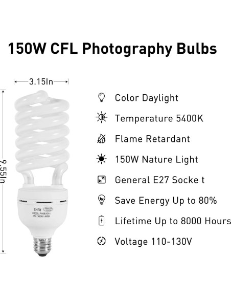 Bombilla CFL 150W E27 Skytex Luz Diurna 5400K Fotografía Bombilla CFL 150W E27 Skytex Luz Diurna 5400K Fotografía