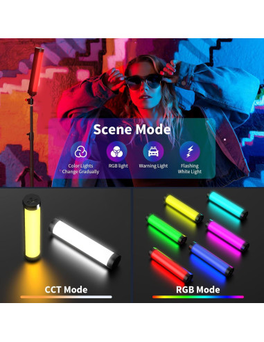 Luz LED Portátil RGB Luxceo 2Pack 20cm 2000mAh para Fotografía