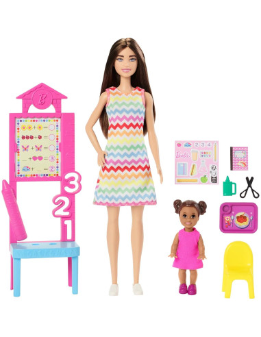 Muñeca Barbie Maestra con Muñeca Pequeña y Accesorios