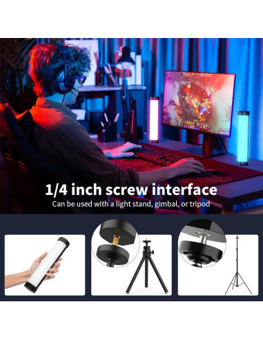 Luz LED Portátil RGB Luxceo 2Pack 20cm 2000mAh para Fotografía