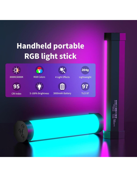 Luz LED Portátil RGB Luxceo 2Pack 20cm 2000mAh para Fotografía Luz LED Portátil RGB Luxceo 2Pack 20cm 2000mAh para Fotografía