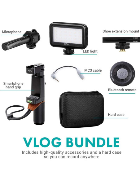 Kit de Vlogging Movo Vlog Kit V7 con Micrófono y Luz LED Kit de Vlogging Movo Vlog Kit V7 con Micrófono y Luz LED