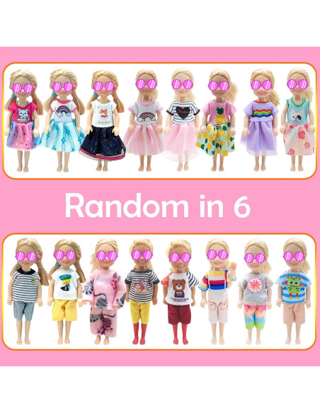 Ropa para muñecas 13.46 cm + Cama litera rosa + 6 trajes Ropa para muñecas 13.46 cm + Cama litera rosa + 6 trajes