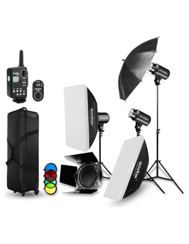 Kit de Luz Estroboscópica Godox E300 3x300W con Disparador FT-16
