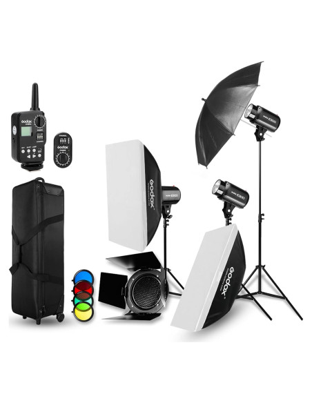 Kit de Luz Estroboscópica Godox E300 3x300W con Disparador FT-16 Kit de Luz Estroboscópica Godox E300 3x300W con Disparador FT-16
