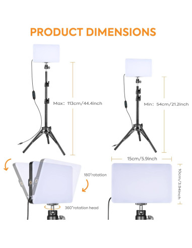 Kit de Luz de Video LED SEDGEWIN 6500K Regulable con Trípode