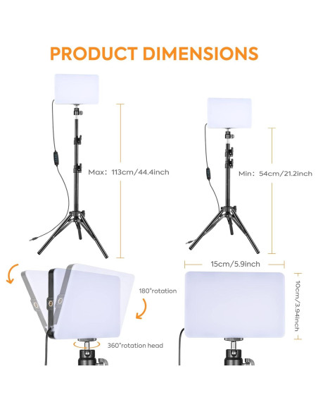 Kit de Luz de Video LED SEDGEWIN 6500K Regulable con Trípode Kit de Luz de Video LED SEDGEWIN 6500K Regulable con Trípode