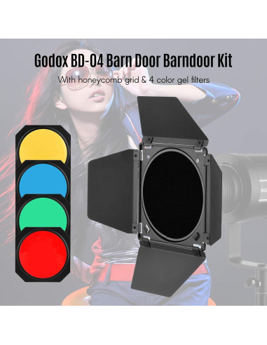Kit de Puerta de Granero Godox con 4 Filtros de Color 7"